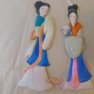 Asian Chinese Ladies wall Hanging decor 2 pc. Set Cp011